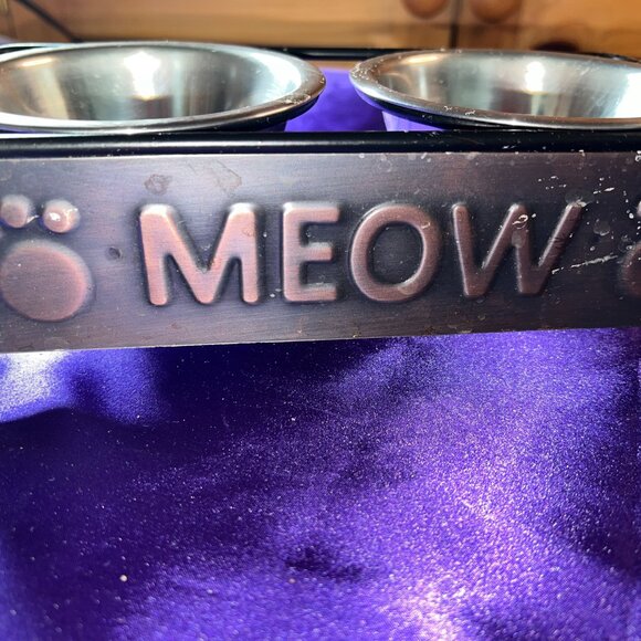 πWhisker City "Meow" Double Diner Cat Bowl, 0.5-cup Copper - Steel - Picture 5 of 14